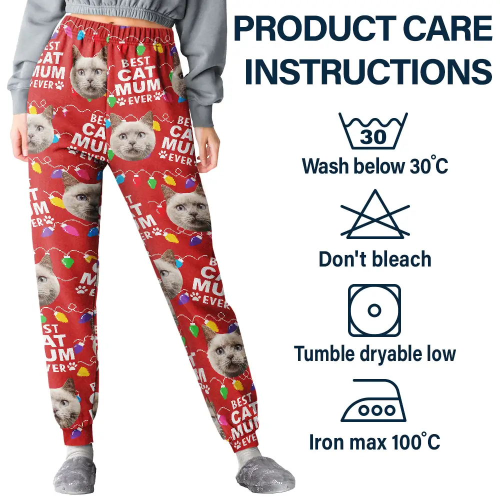 Custom Photo Best Dog Dad Ever Cat Pet Christmas Light - Personalized Pajama Pants - Image 6