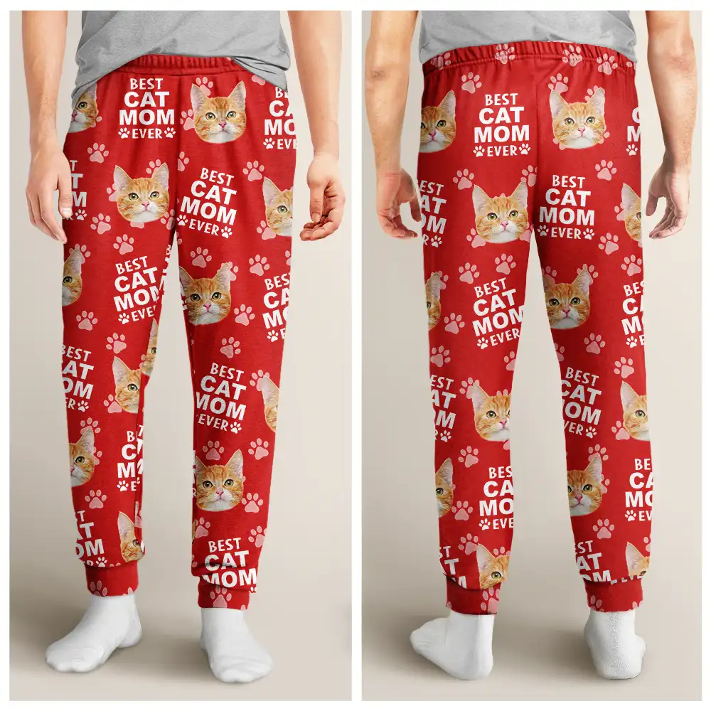 Custom Photo Best Dog Dad Ever Funny Pattern Family - Personalized Pajama Pants - Image 5