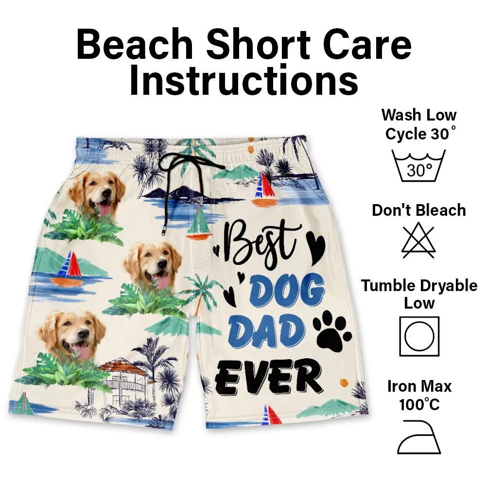 Custom Photo Best Dog Dad Ever - Personalized Unisex Beach Shorts - Image 7