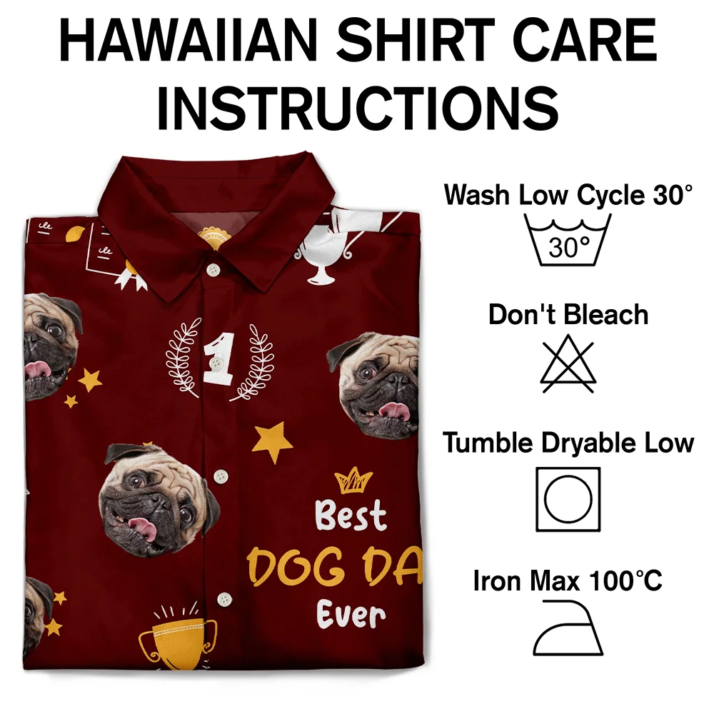 Custom Photo Best Dog Dad Ever Trophy Pet Daddy - Personalized Hawaiian Shirt - Image 8