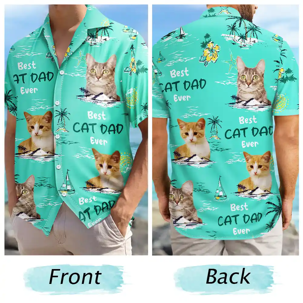 Custom Photo Best Dog Dad Ever Tropical Island - Personalized Hawaiian Shirt - Image 6