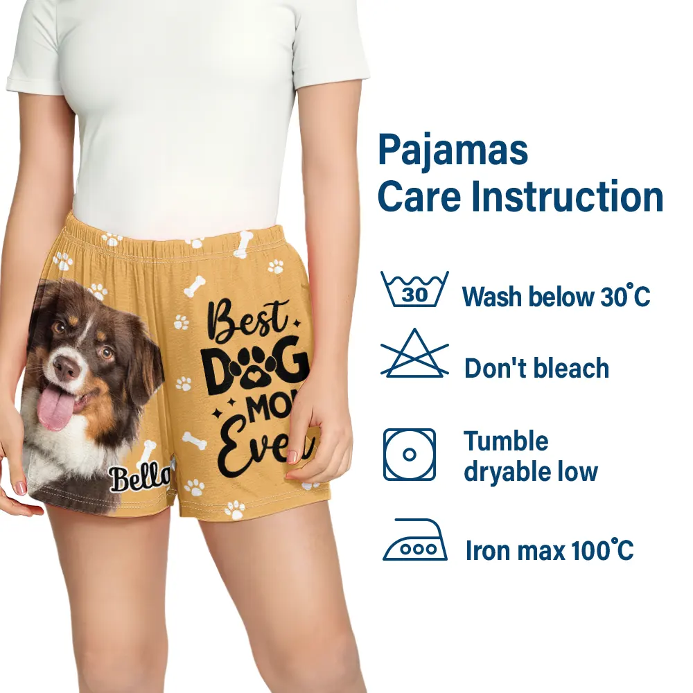 Custom Photo Best Dog Dad Mom Ever - Personalized Pajama Shorts - Image 7