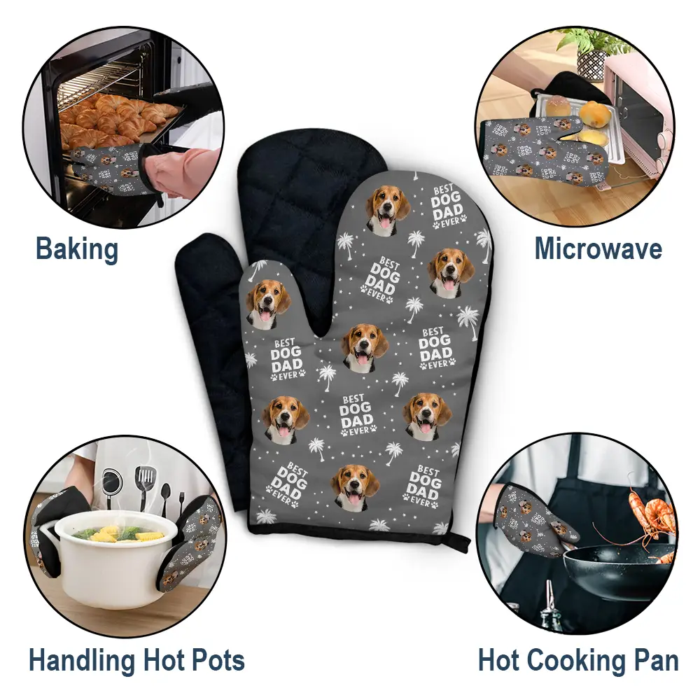 Custom Photo Best Dog Dad - Personalized Oven Mitts, Pot Holders - Image 6