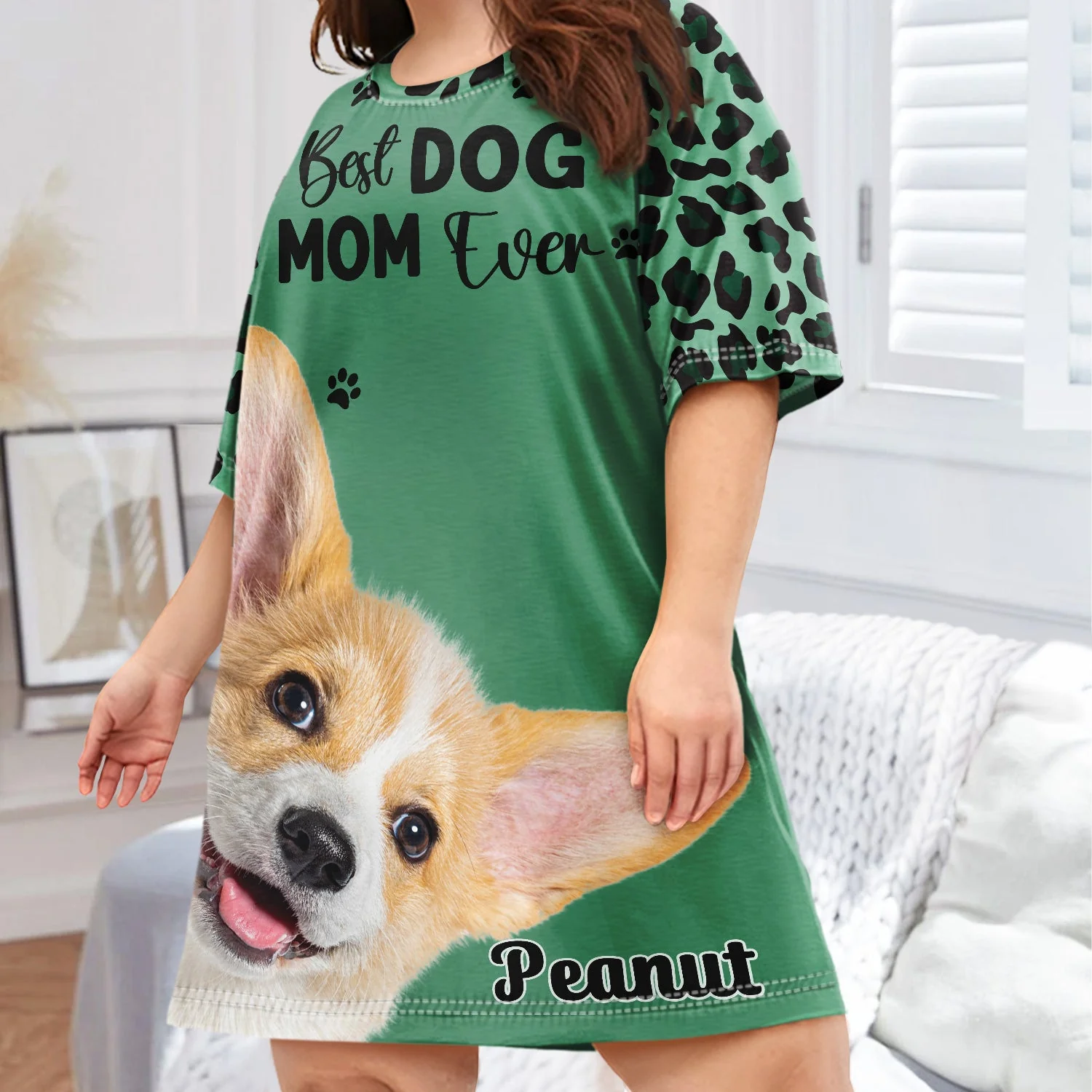 Custom Photo Best Dog Mom Cat Mom Ever - Gift For Fur Moms, Pet Lovers - Personalized Women's Sleep Tee - Image 4