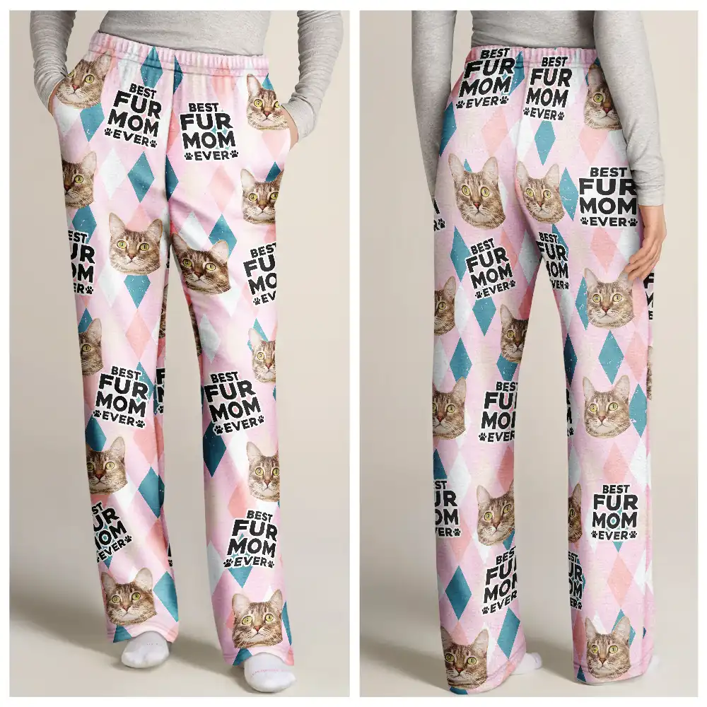 Custom Photo Best Dog Mom Cat Mom Ever - Personalized Pajama Pants - Image 4