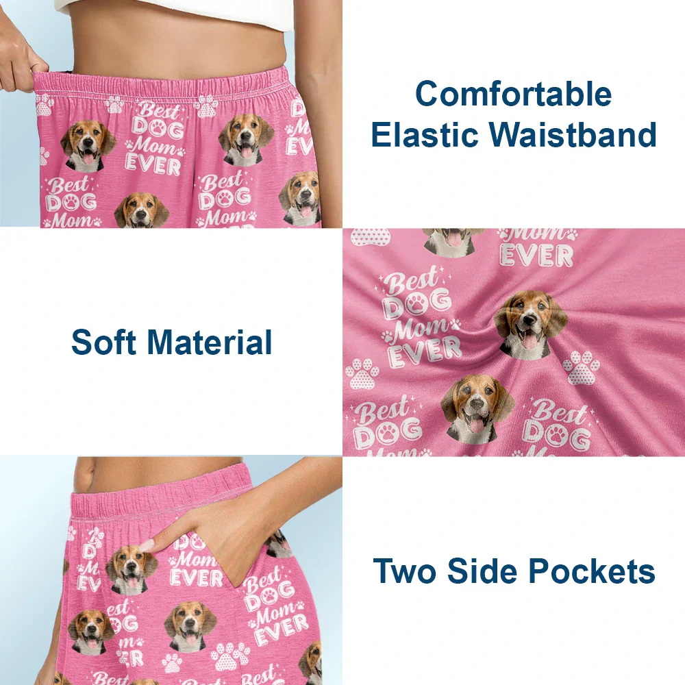 Custom Photo Best Dog Mom Dog Dad Cat Dad Cat Mom - Personalized Pajama Shorts - Image 7