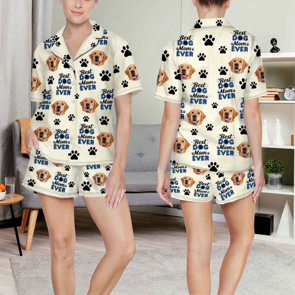 Custom Photo Best Dog Mom Dog Dad Cat Dad Cat Mom - Personalized Short Pajamas Set - Image 6