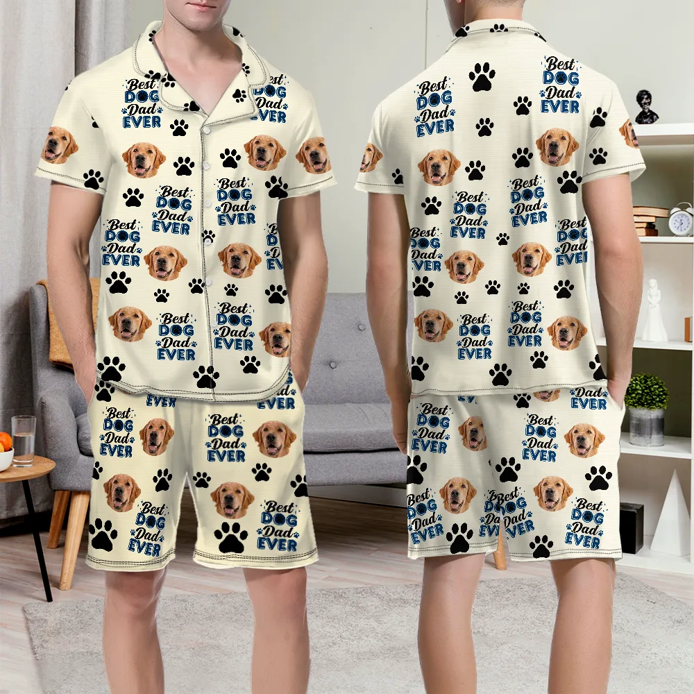 Custom Photo Best Dog Mom Dog Dad Cat Dad Cat Mom - Personalized Short Pajamas Set - Image 7