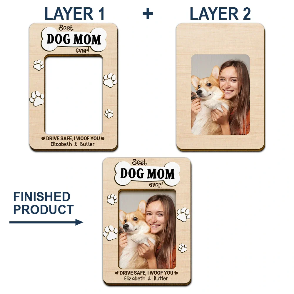 Custom Photo Best Dog Mom Dog Dad Ever Drive Safe I Woof You - Personalized Custom Shaped Car Visor Clip - Image 5