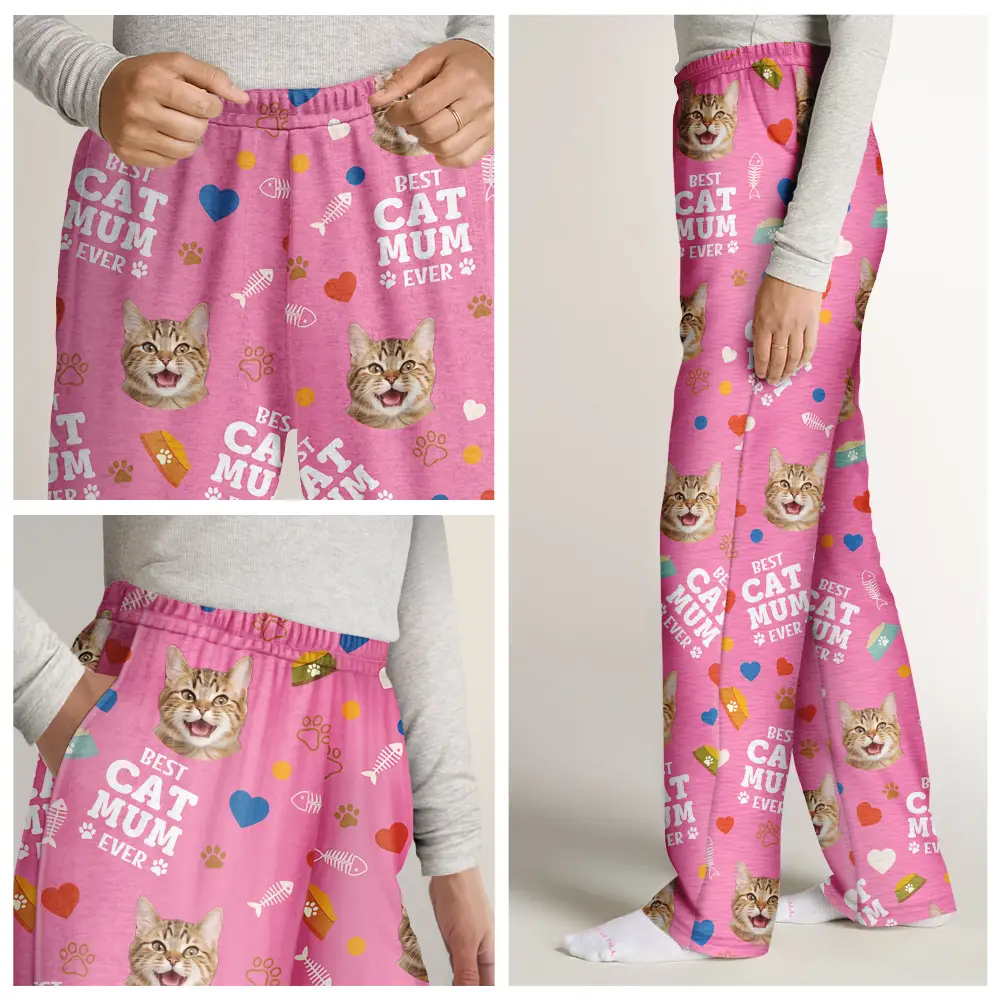Custom Photo Best Dog Mom Dog Dad - Personalized Pajama Pants - Image 8