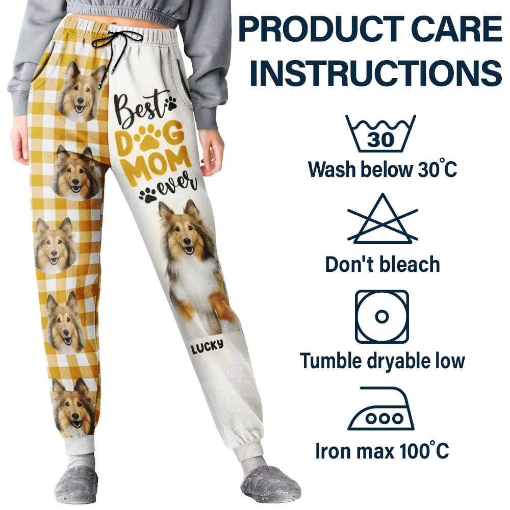 Custom Photo Best Dog Mom Ever Flannel Pattern - Personalized Pajama Pants - Image 6