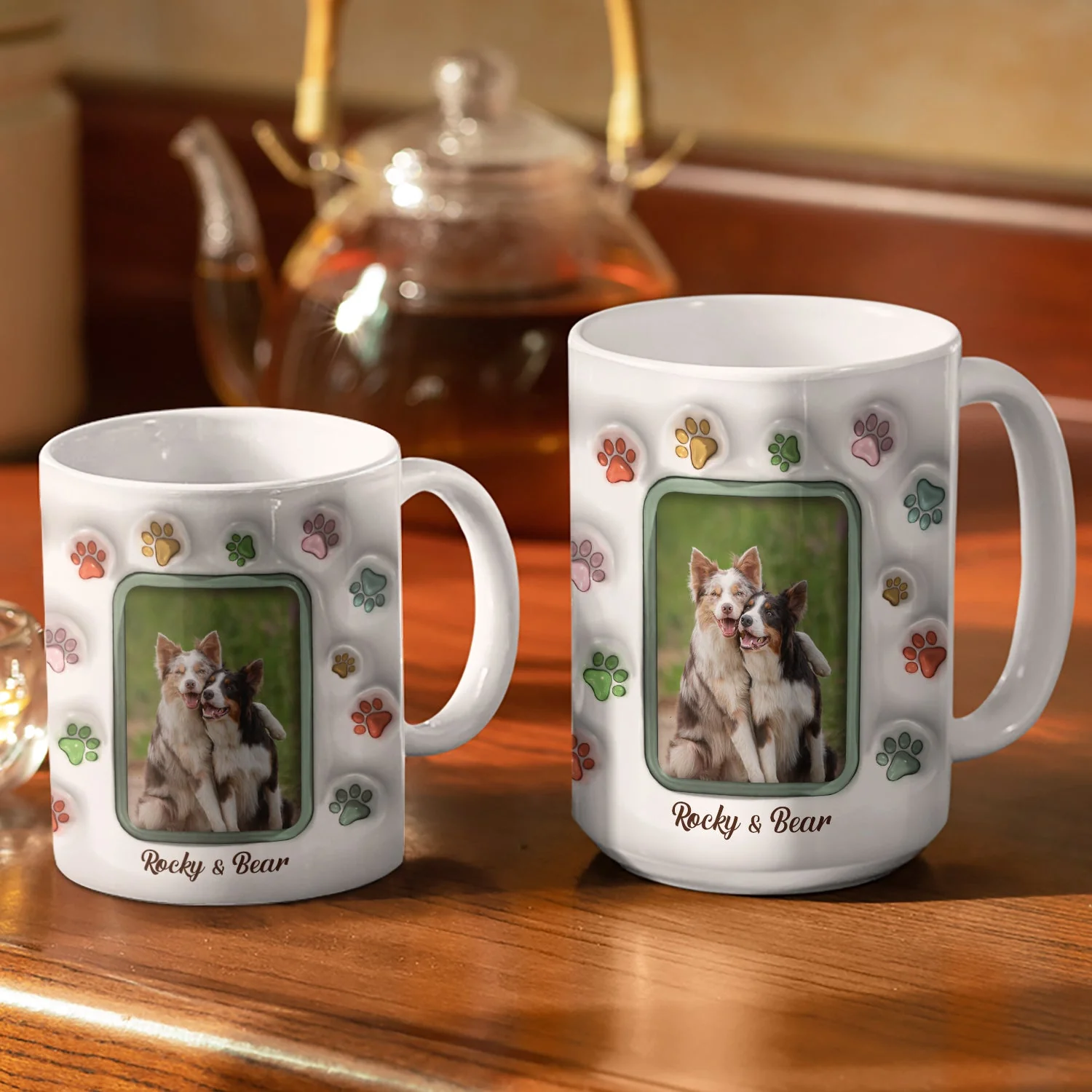 Custom Photo Best Dog Mom Ever - Gift For Dog Lovers - 3D Inflated Effect Printed Mug, Personalized White Edge-to-Edge Mug - Image 3