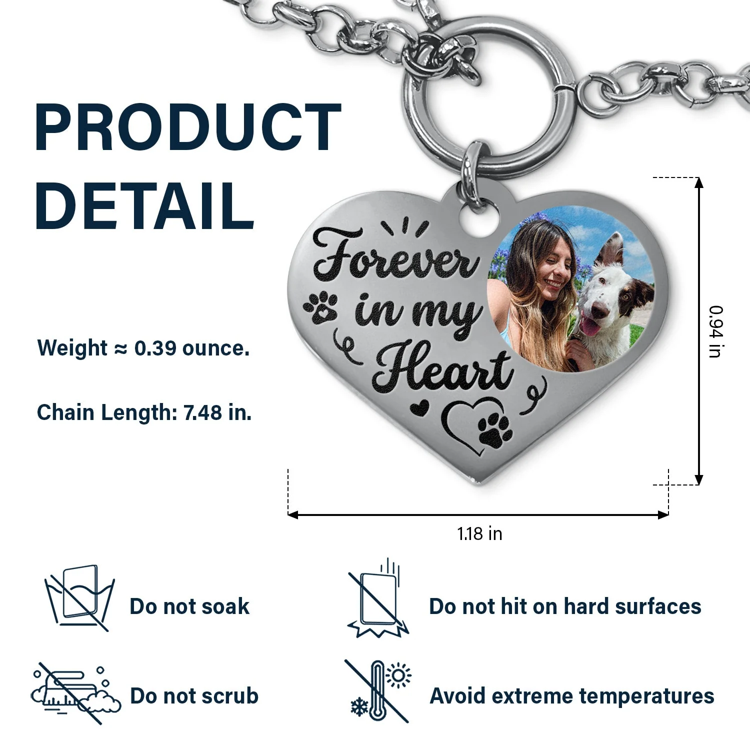Custom Photo Best Dog Mom Ever - Gift For Dog Lovers, Cat Lovers - Personalized Heart Bracelet - Image 4