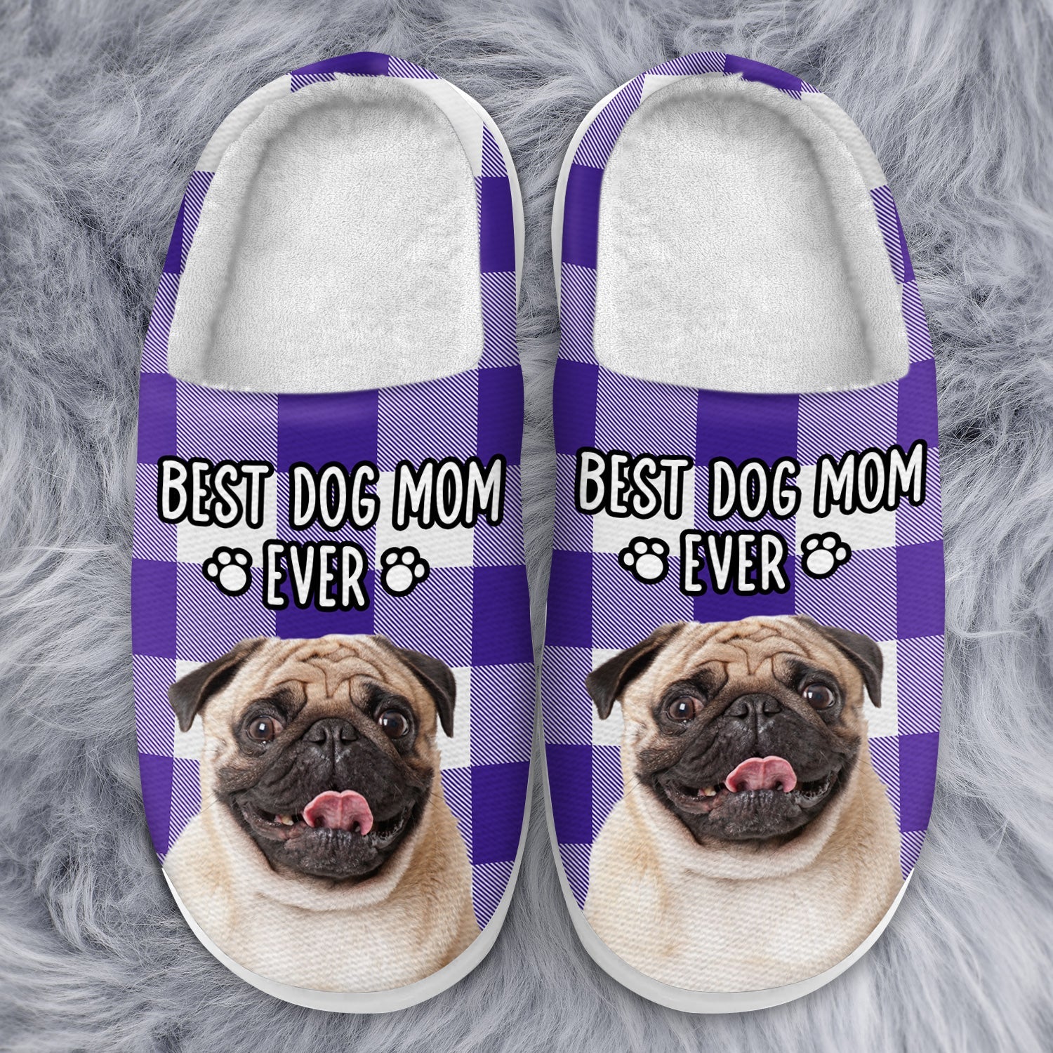 Custom Photo Best Dog Mom Ever - Gift For Pet Lovers - Personalized Fluffy Slippers - Image 4