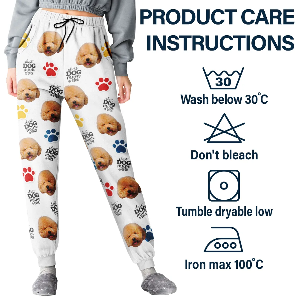 Custom Photo Best Dog Mom Ever - Personalized Pajama Pants - Image 6