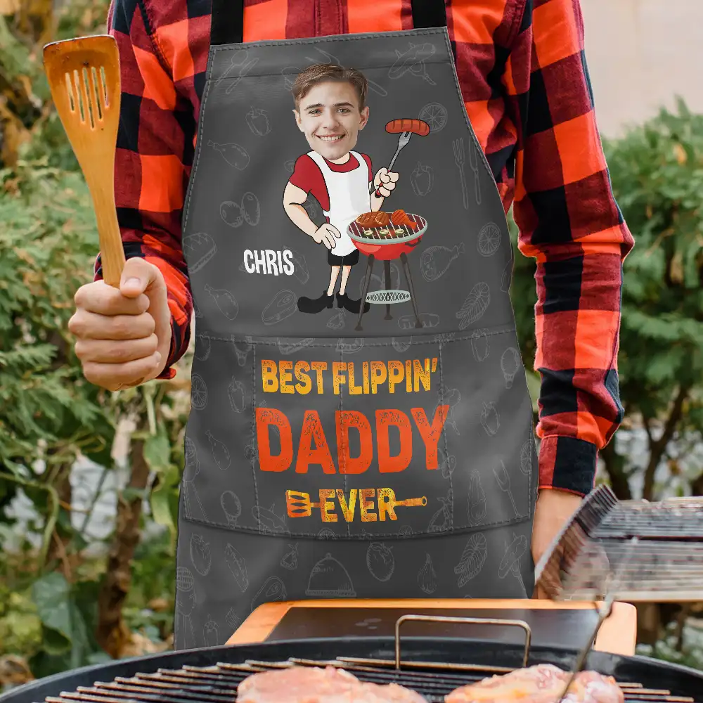 Custom Photo Best Flippin' Dad Ever - Personalized Apron - Image 4