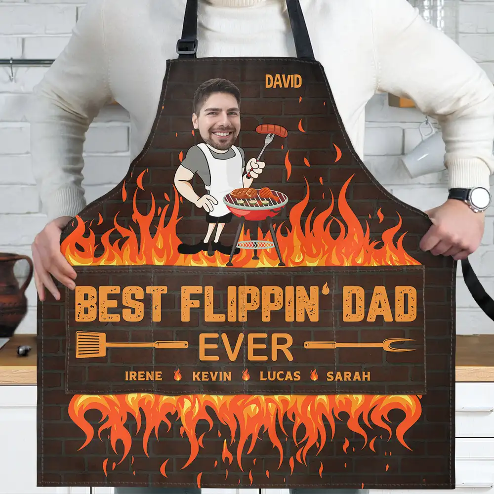 Custom Photo Best Flippin Dad Ever - Personalized Apron - Image 3