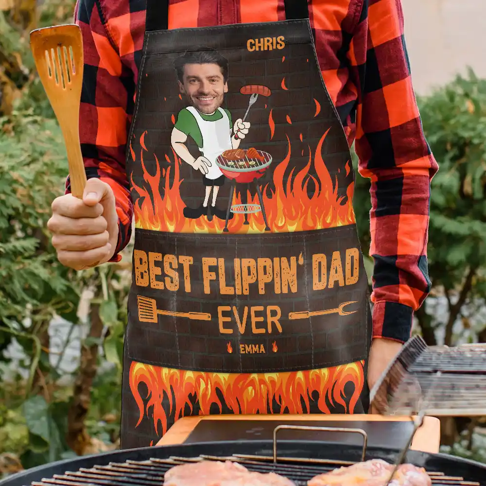 Custom Photo Best Flippin Dad Ever - Personalized Apron - Image 4