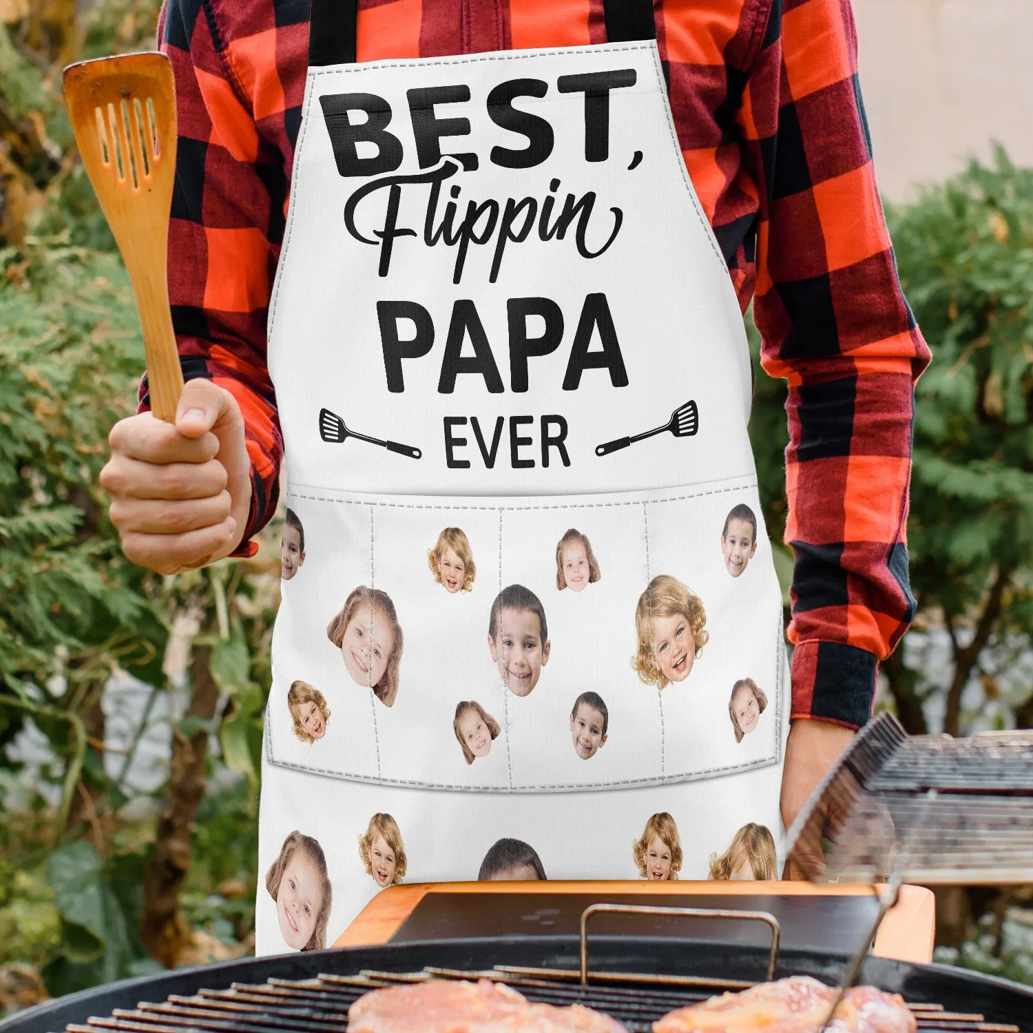 Custom Photo Best Flippin' Papa Ever - Birthday, Anniversary, Funny Gift For Men, Dad, Grandpa, Husband, Boyfriend - Personalized Apron - Image 4
