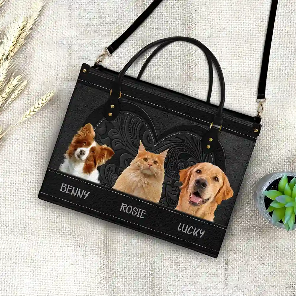 Custom Photo Best Friend For Life Dog Cat - Personalized Leather Bag - Image 5