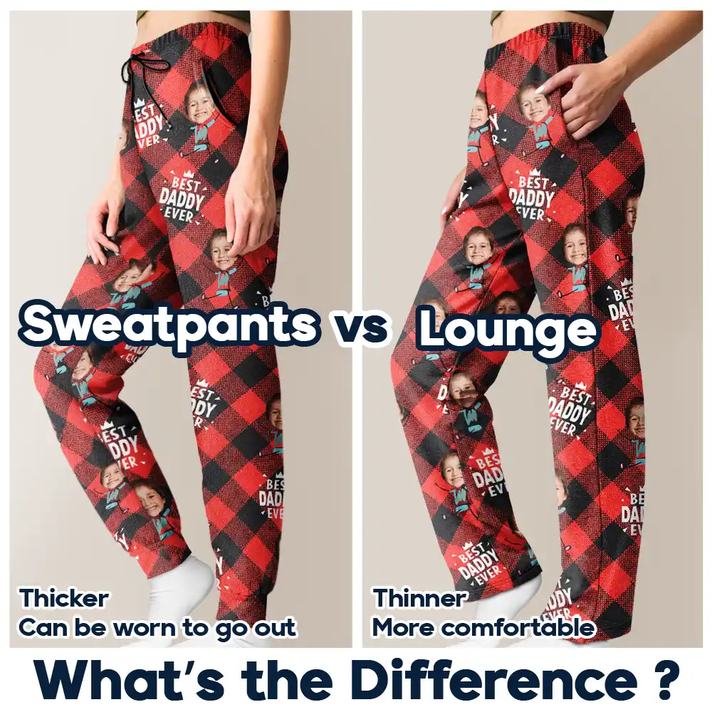 Custom Photo Best Grandpa Ever Plaid Checkered Pattern - Personalized Sweatpants - Image 5