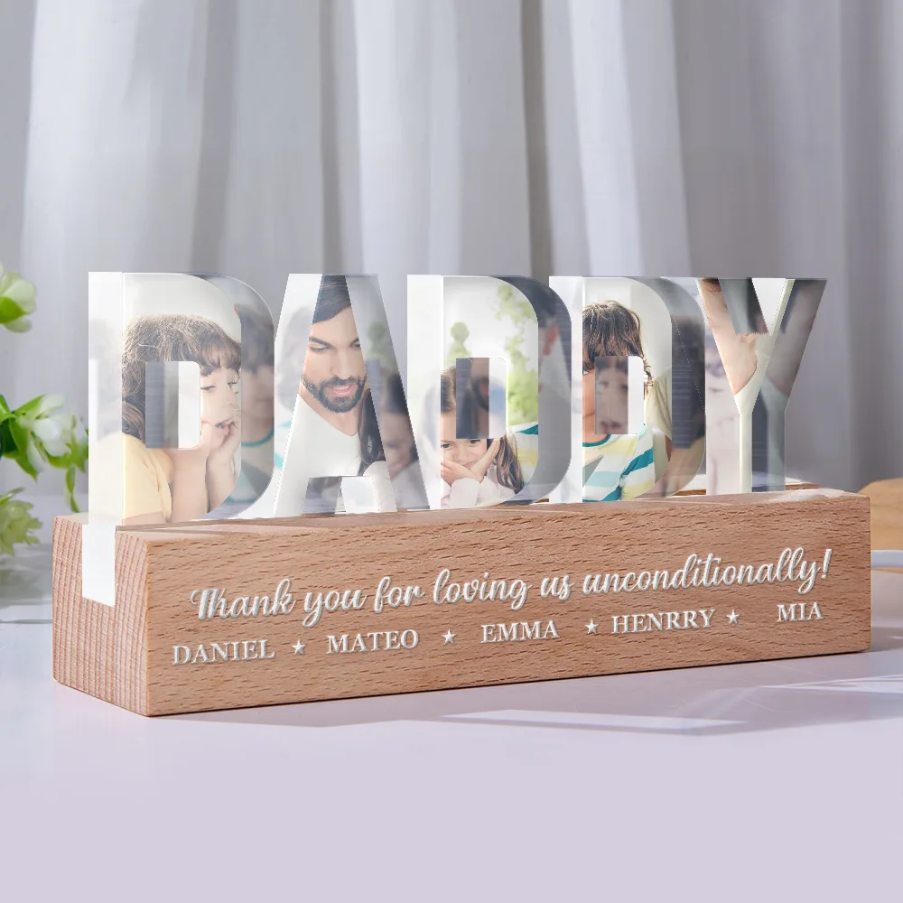 Custom Photo Best Grandpa Father Papa Dad Thank You - Personalized Custom Shaped LED Light - Image 2