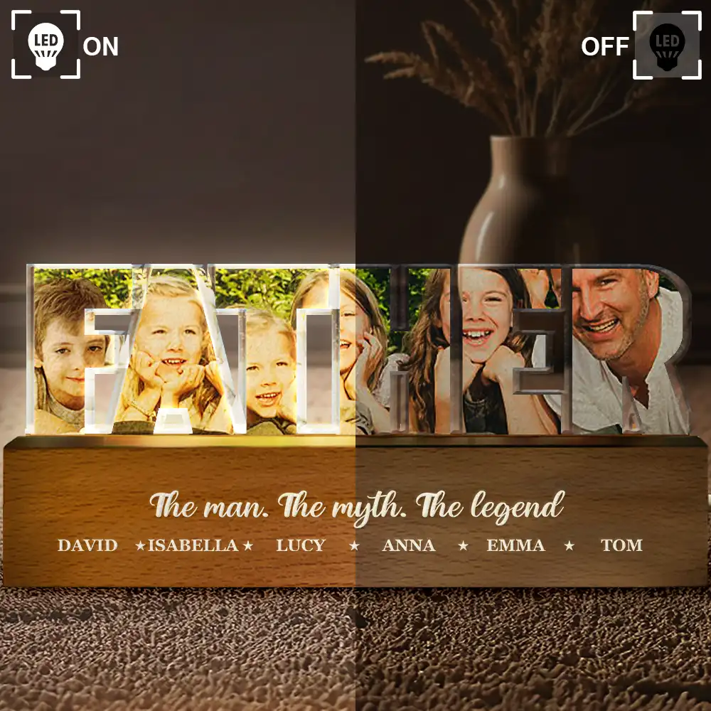 Custom Photo Best Grandpa Father Papa Dad Thank You - Personalized Custom Shaped LED Light - Image 5