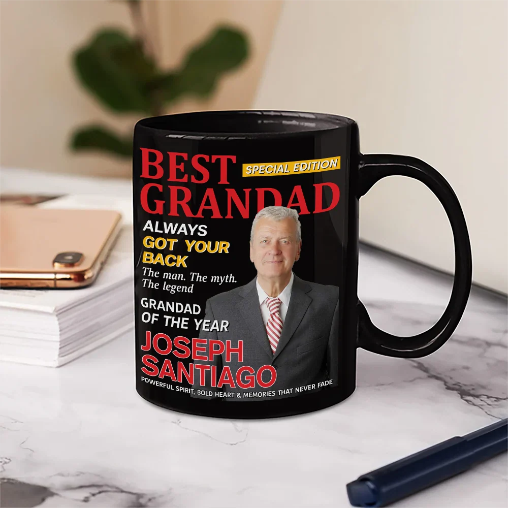 Custom Photo Best Grandpa Papa Magazine - Personalized Mug - Image 6