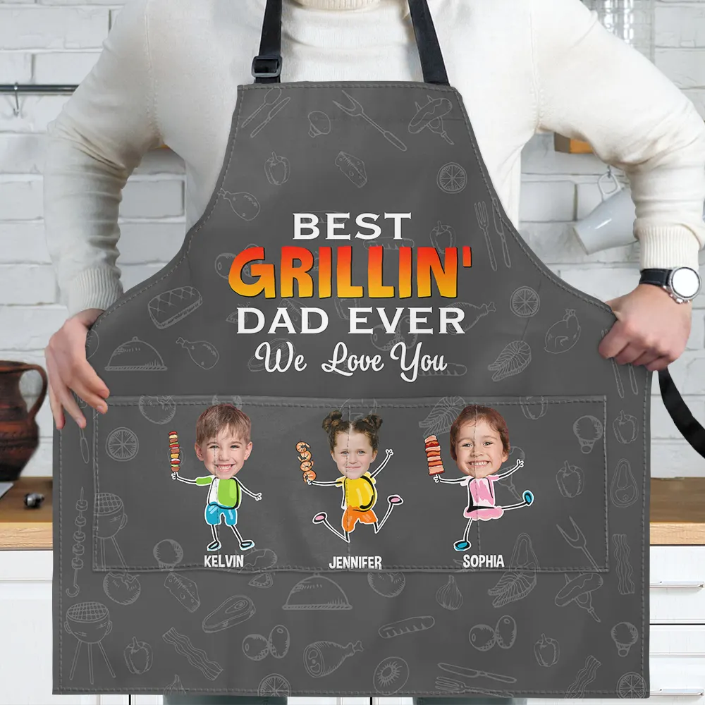 Custom Photo Best Grillin' Dad Ever We Love You - Personalized Apron - Image 3