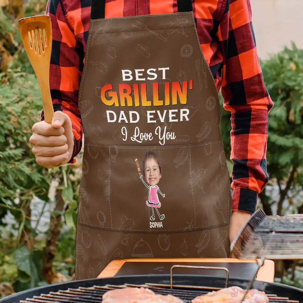 Custom Photo Best Grillin' Dad Ever We Love You - Personalized Apron - Image 4