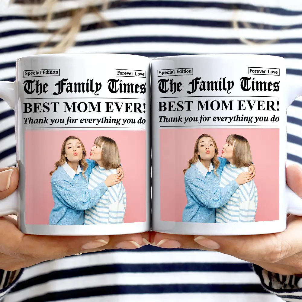 Custom Photo Best Mom Dad Ever Newspaper Theme - Personalized Mug - Image 2