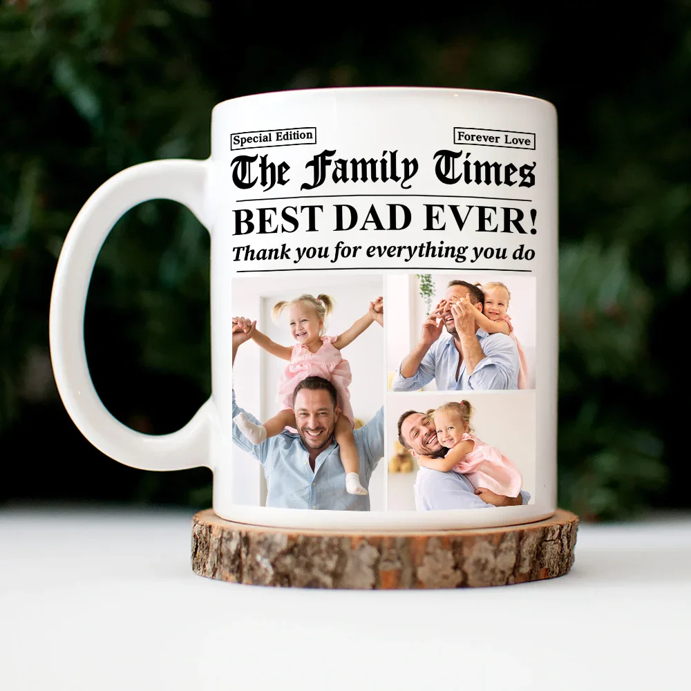 Custom Photo Best Mom Dad Ever Newspaper Theme - Personalized Mug - Image 4