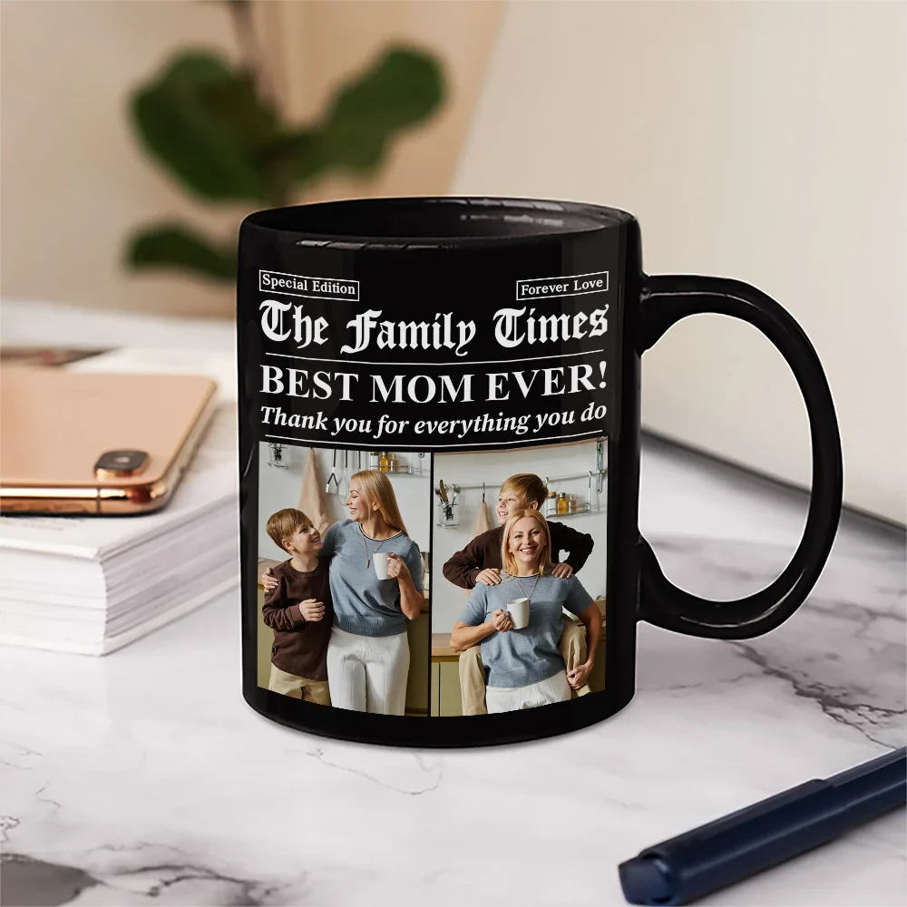 Custom Photo Best Mom Dad Ever Newspaper Theme - Personalized Mug - Image 5