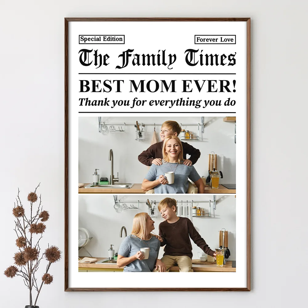 Custom Photo Best Mom Dad Ever Newspaper Theme - Personalized Poster - Image 3