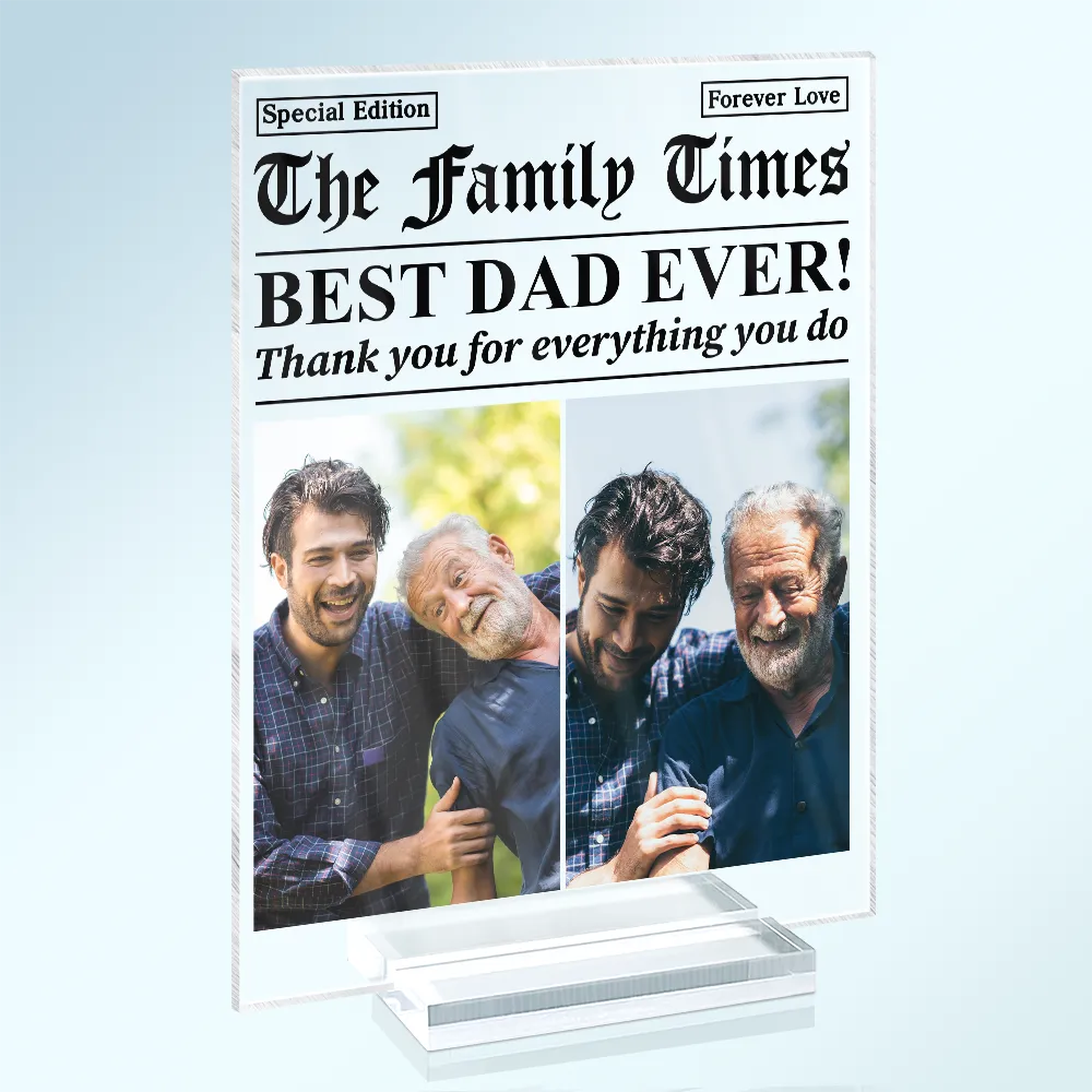 Custom Photo Best Mom Dad Ever Newspaper Theme - Personalized Vertical Rectangle Acrylic Plaque - Image 2