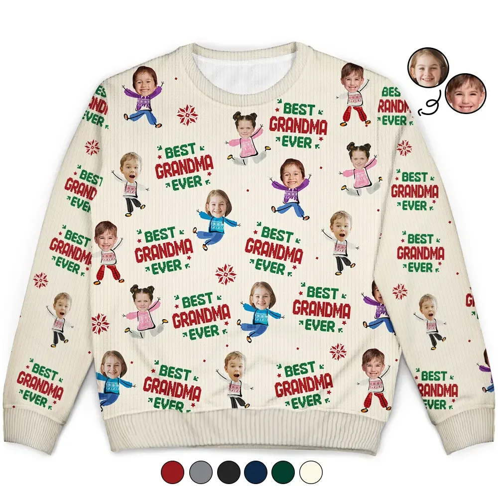 Custom Photo Best Mom Ever Funny Kids Christmas - Personalized Unisex Ugly Sweater - Image 2