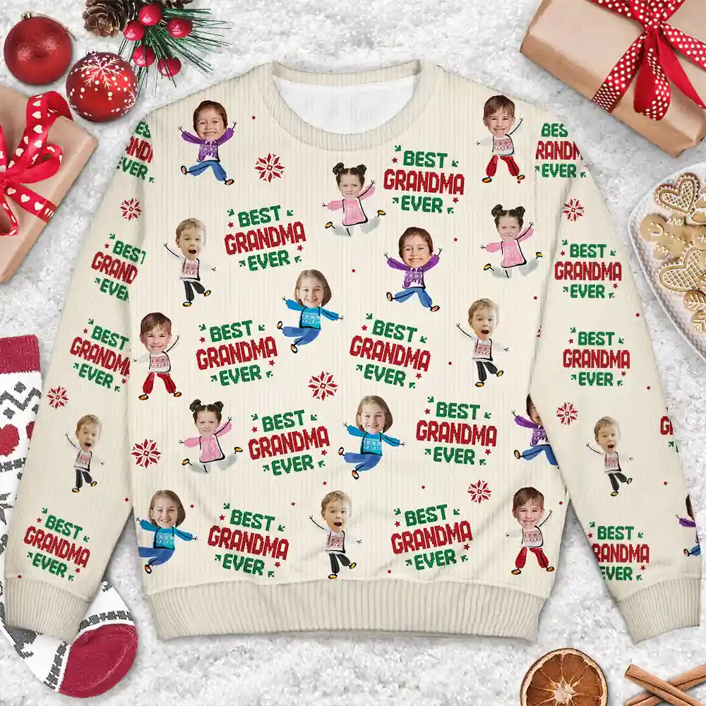 Custom Photo Best Mom Ever Funny Kids Christmas - Personalized Unisex Ugly Sweater - Image 5