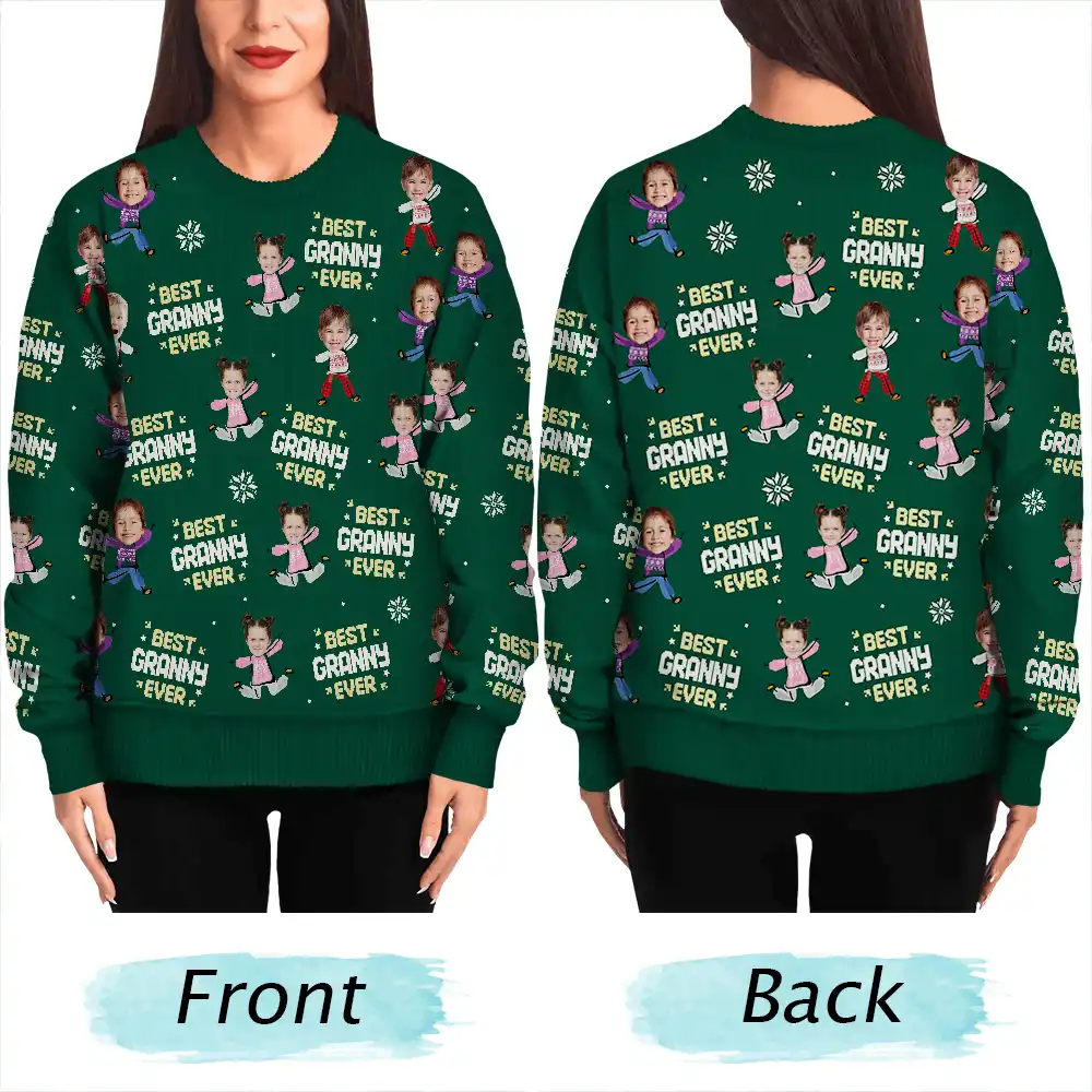 Custom Photo Best Mom Ever Funny Kids Christmas - Personalized Unisex Ugly Sweater - Image 7