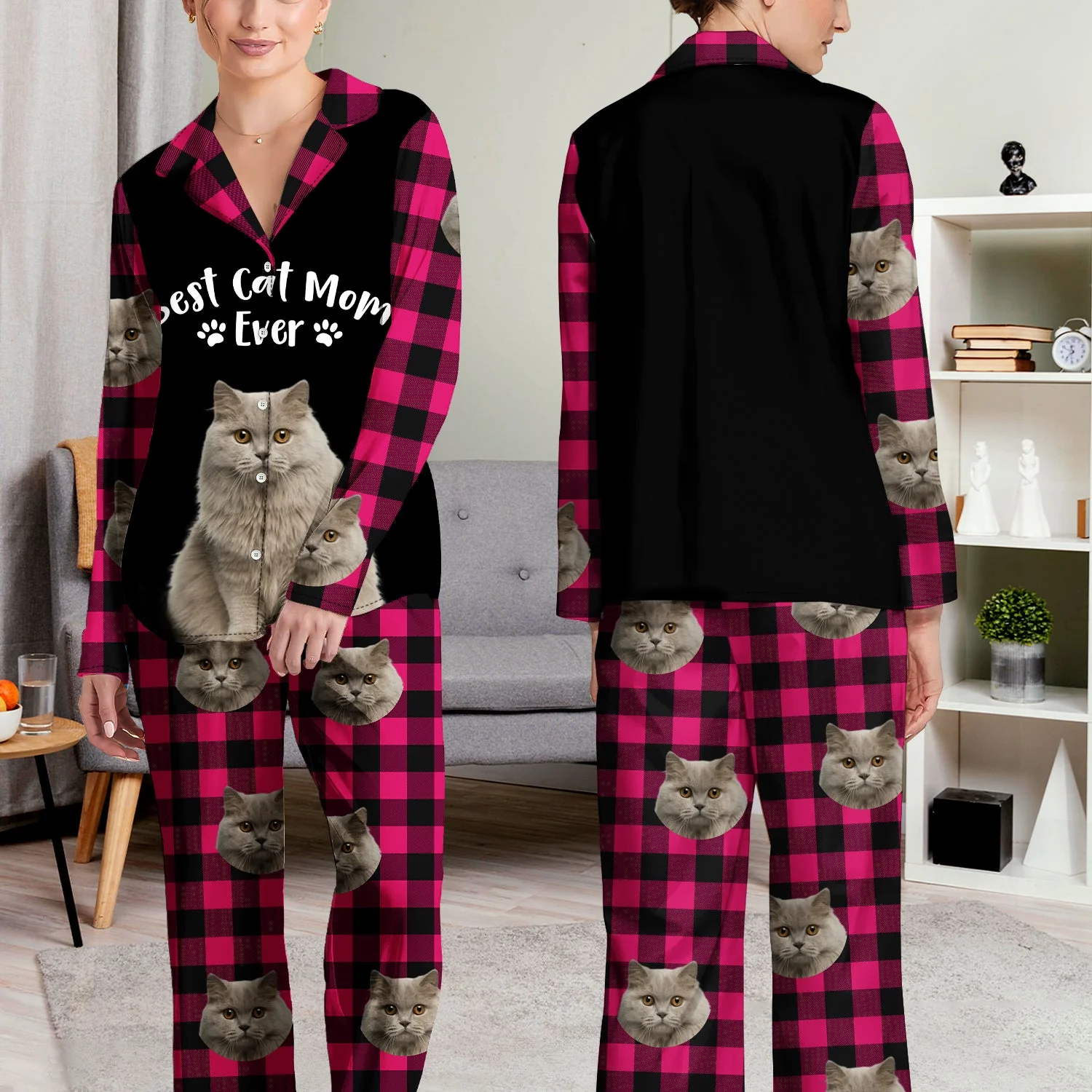 Custom Photo Best Mom Ever - Gift For Pet Lovers - Personalized Long Pajamas Set - Image 5