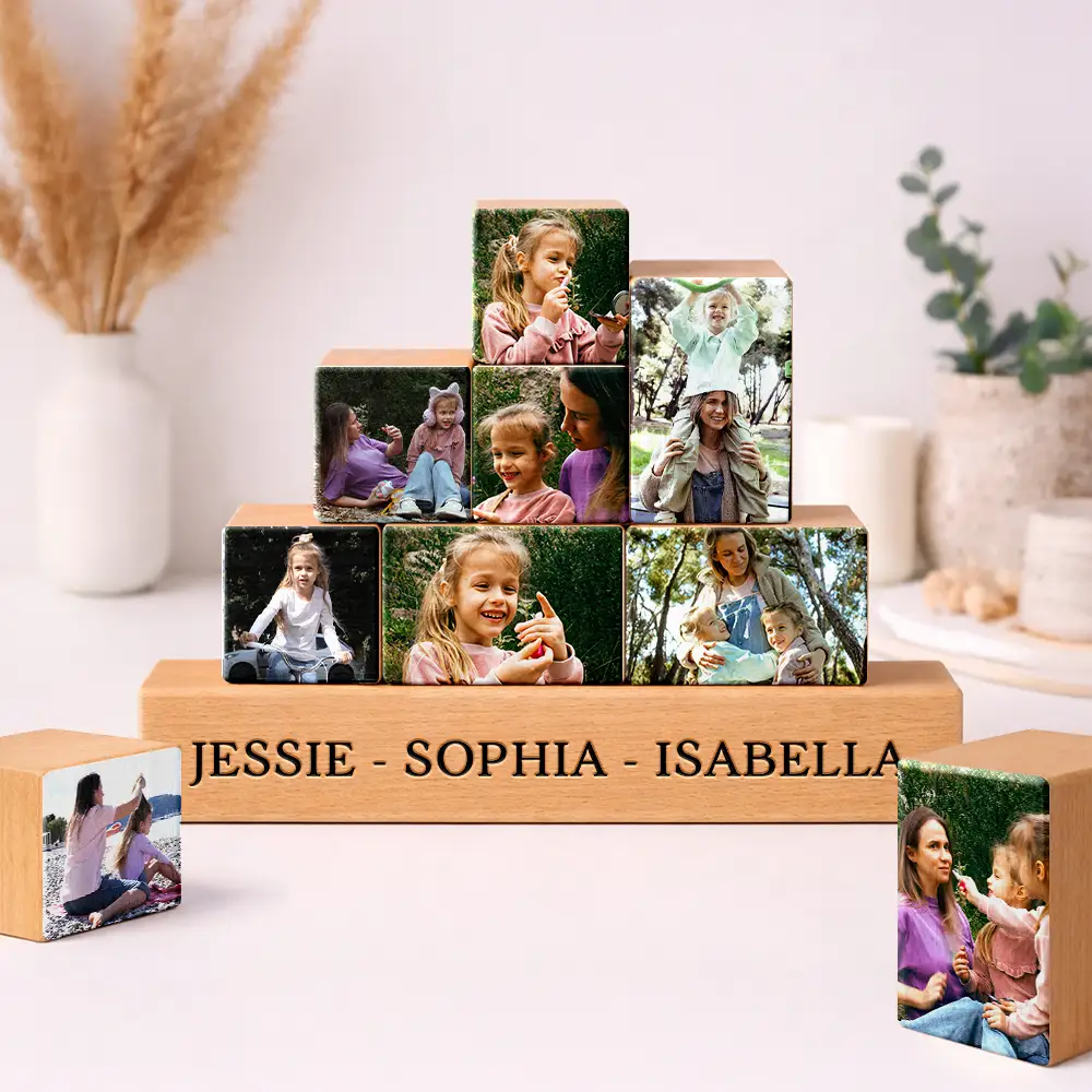 Custom Photo Best Mom Ever - Personalized Wooden Stacking Photo Blocks - Image 2