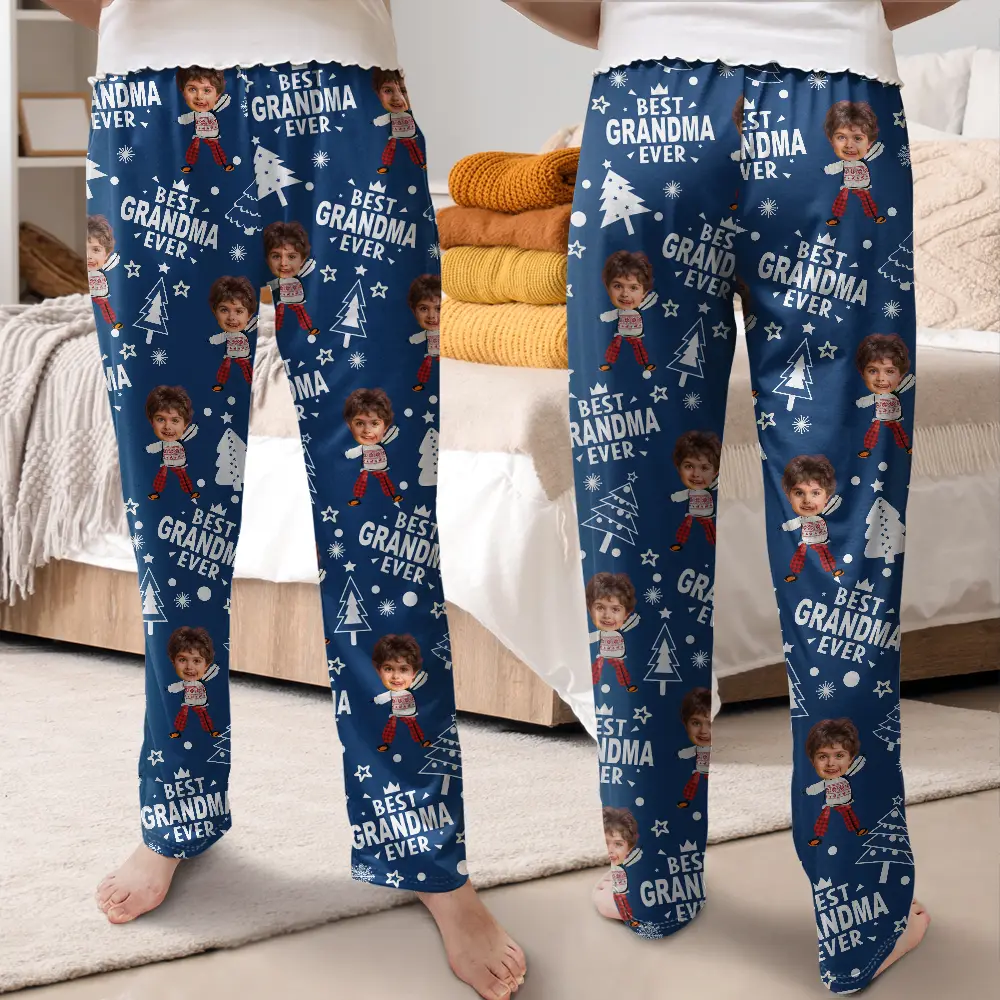 Custom Photo Best Mom Grandma Ever Pine Tree Pattern - Personalized Sweatpants - Image 4