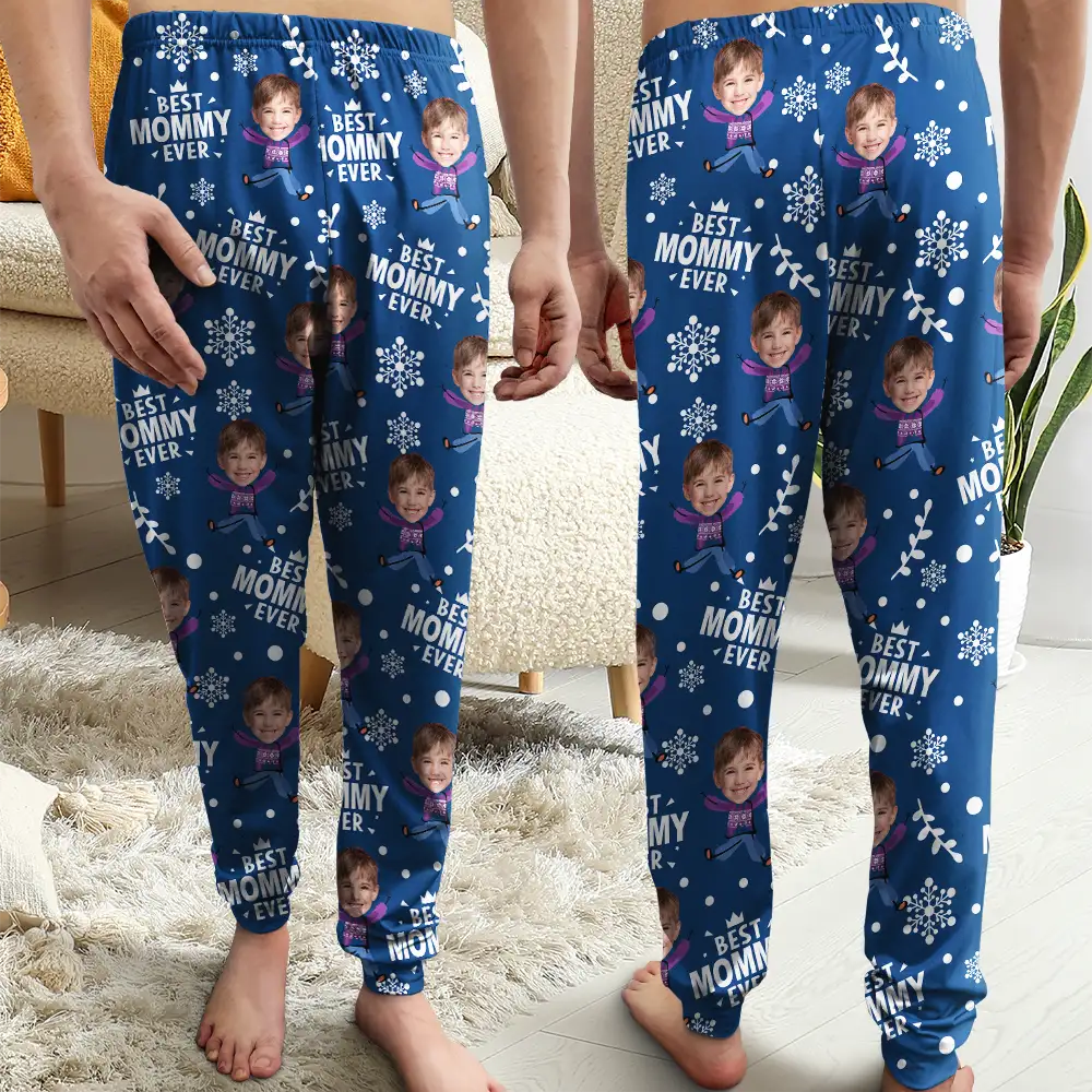 Custom Photo Best Mom Grandma Ever Snow Pattern - Personalized Sweatpants - Image 5