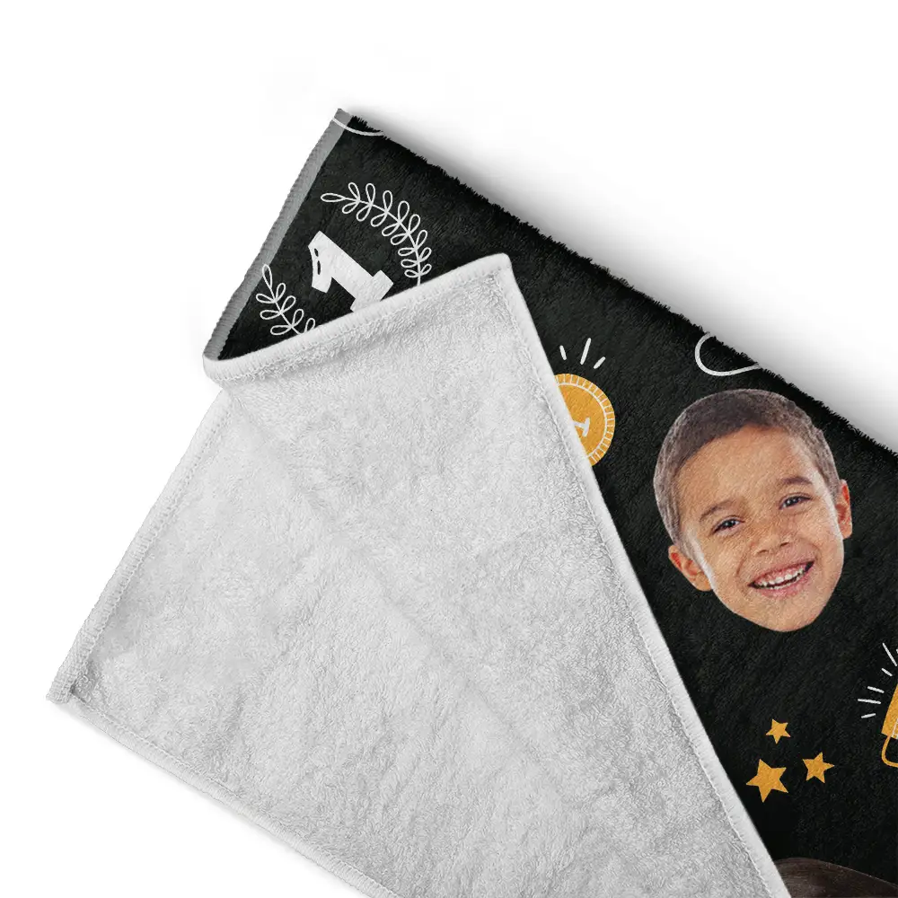 Custom Photo Best Papa Ever Trophy Dad - Personalized Beach Towel - Image 5