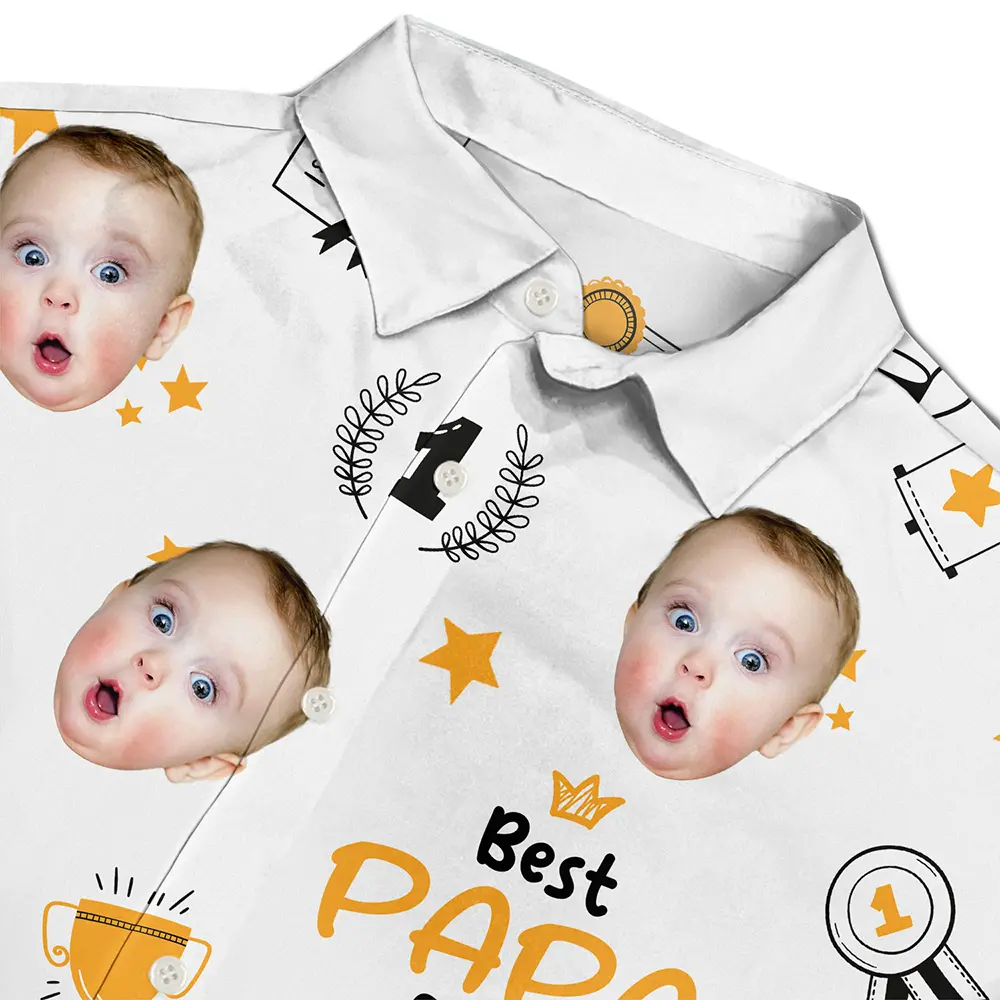 Custom Photo Best Papa Ever Trophy Dad - Personalized Hawaiian Shirt - Image 5
