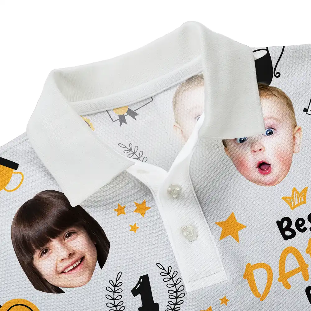 Custom Photo Best Papa Ever Trophy Dad - Personalized Polo Shirt - Image 6