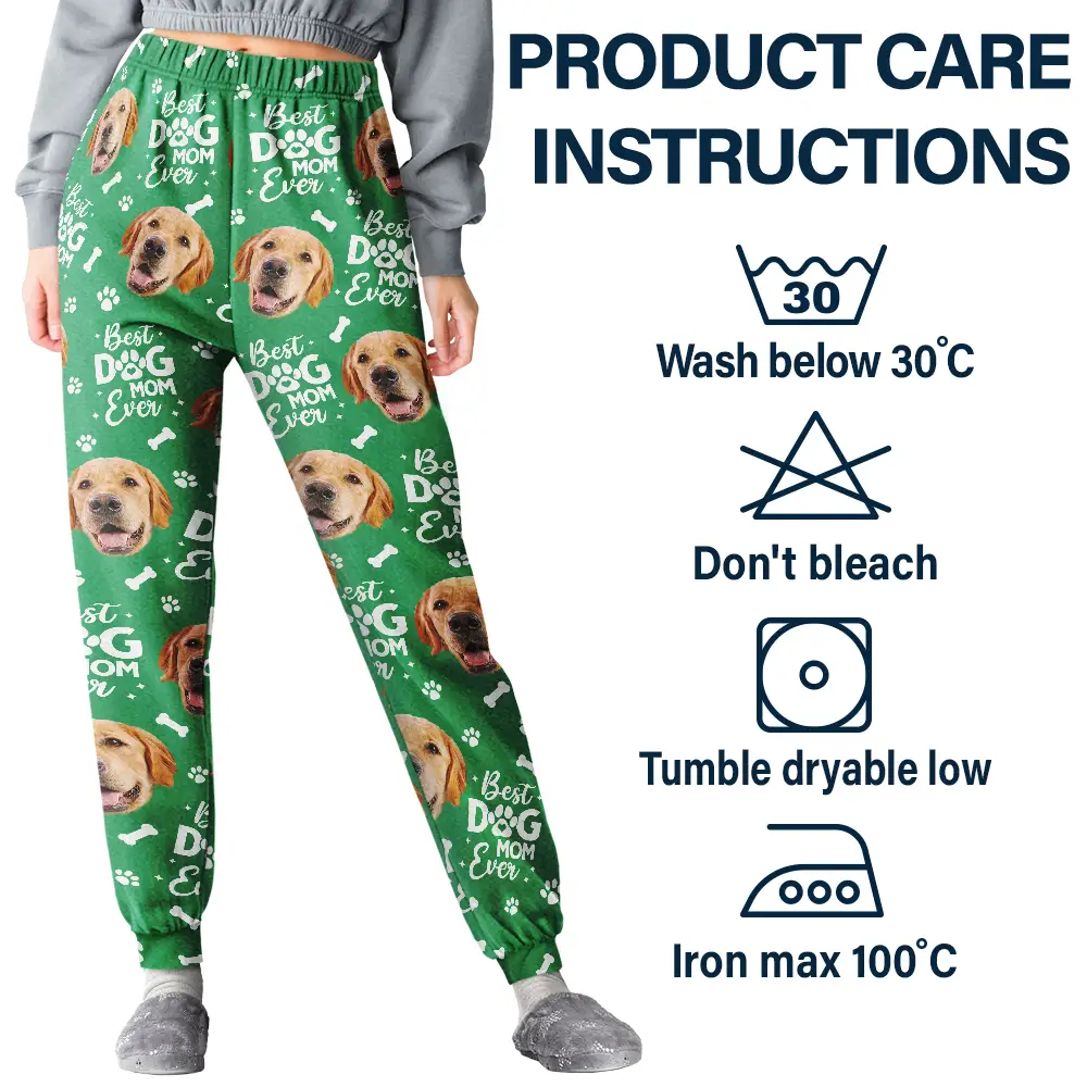 Custom Photo Best Pet Dad Pet Mom Ever Pawprints Pattern - Personalized Pajama Pants - Image 6