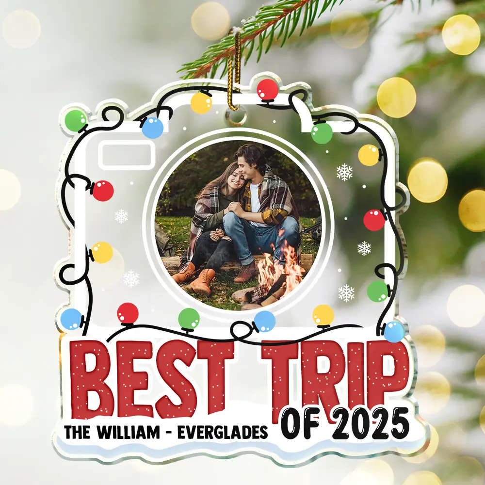 Custom Photo Best Trip Of The Year - Personalized Custom Shaped Acrylic Ornament - Image 2
