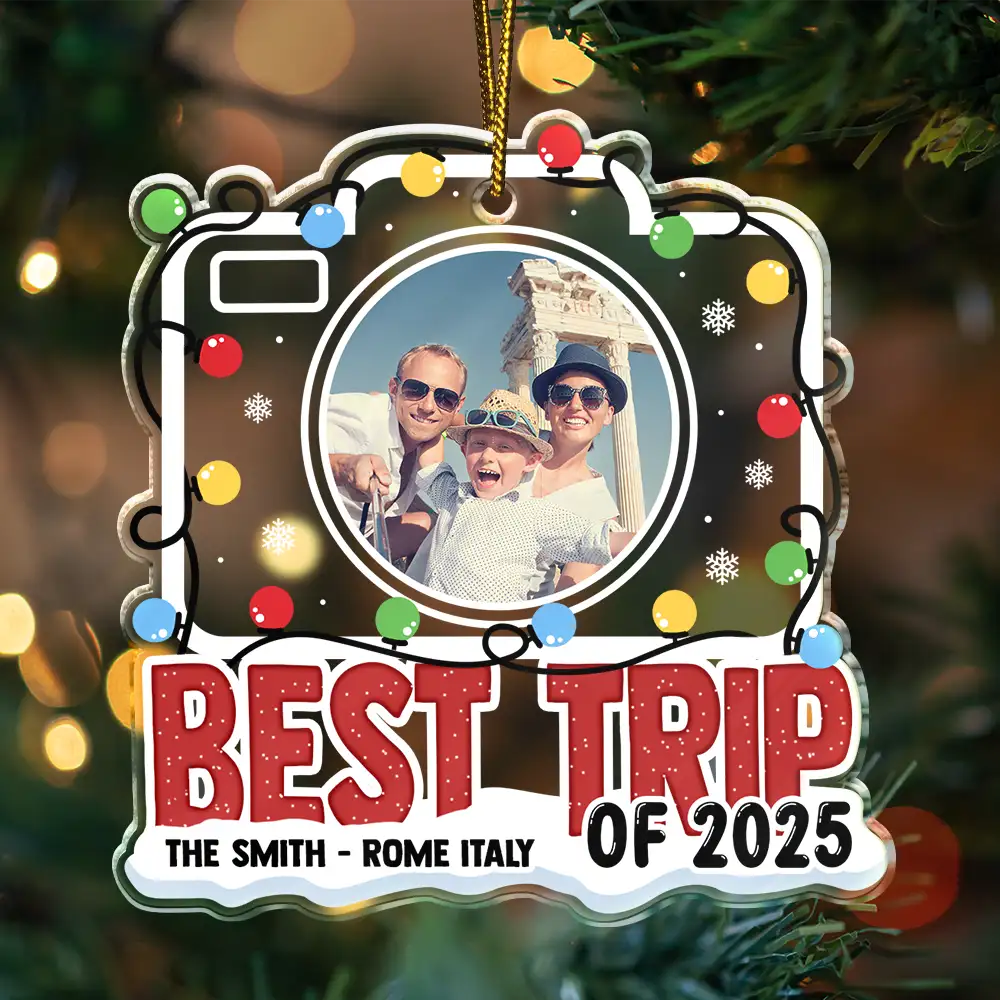 Custom Photo Best Trip Of The Year - Personalized Custom Shaped Acrylic Ornament - Image 3