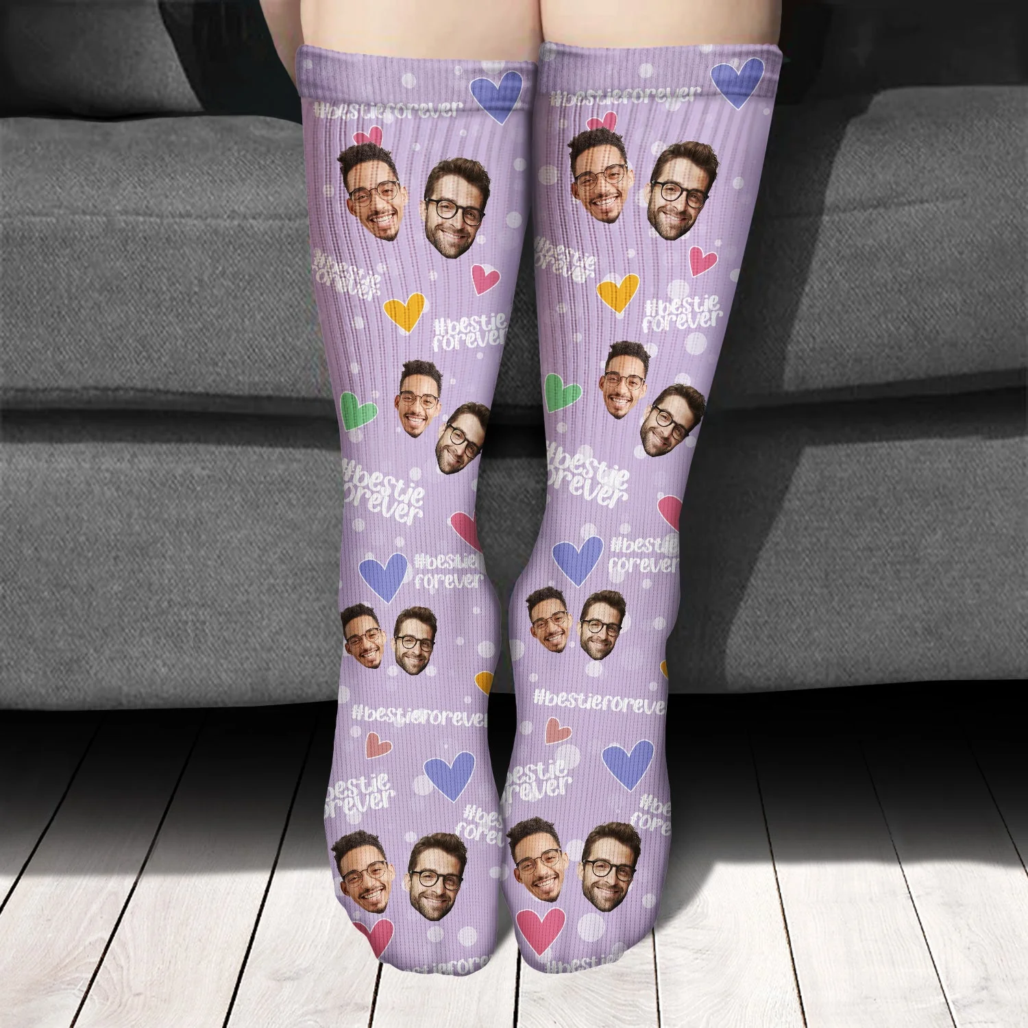 Custom Photo Bestie Forever Hashtag - Gift For Bestie - Personalized Socks - Image 4