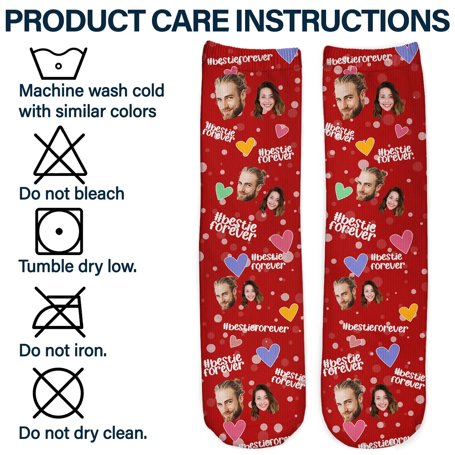 Custom Photo Bestie Forever Hashtag - Gift For Bestie - Personalized Socks - Image 7